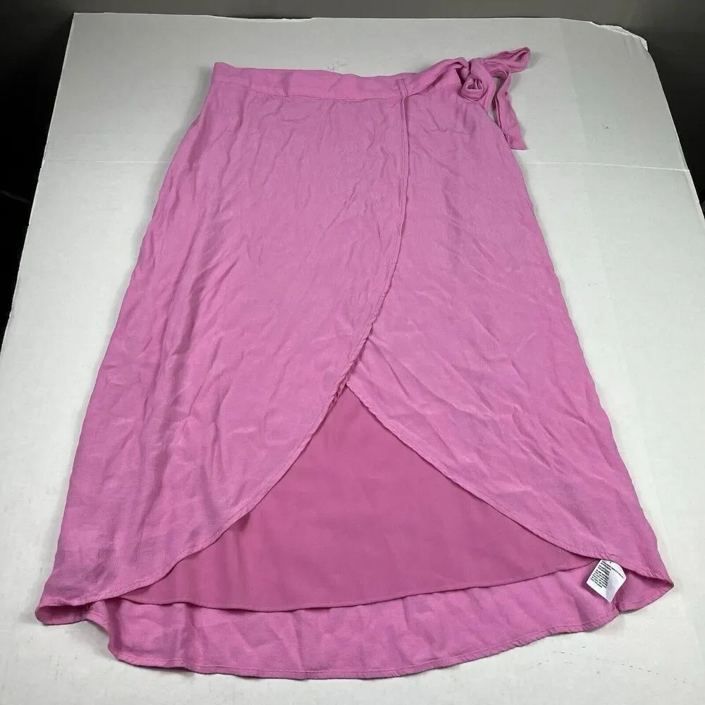 American Eagle Midi Wrap Skirt Pink Side Tie Barbiecore Y2K Soft Girl SMALL